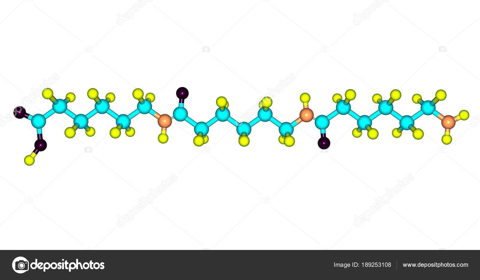 Nylon molecular structure isolated on white background Stock