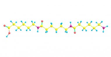 Beyaz arka plan üzerinde izole naylon moleküler yapısı