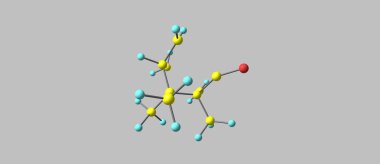 Gri arka plan üzerinde izole kafur moleküler yapısı