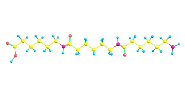 白色背景下的尼龙分子结构分离 — 图库照片