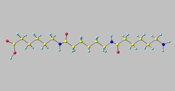Estructura molecular de nylon aislada sobre fondo gris —  Fotos de Stock