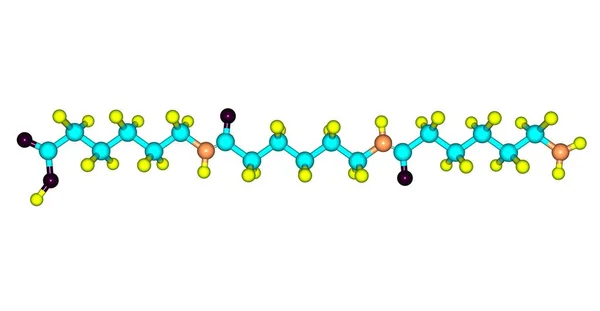 Moleculaire structuur nylon geïsoleerd op witte achtergrond — Stockfoto