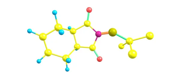 Captan estrutura molecular isolada sobre fundo branco — Fotografia de Stock