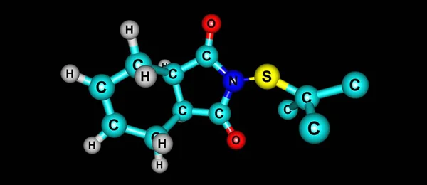 Estructura molecular de Captan aislada sobre fondo negro —  Fotos de Stock
