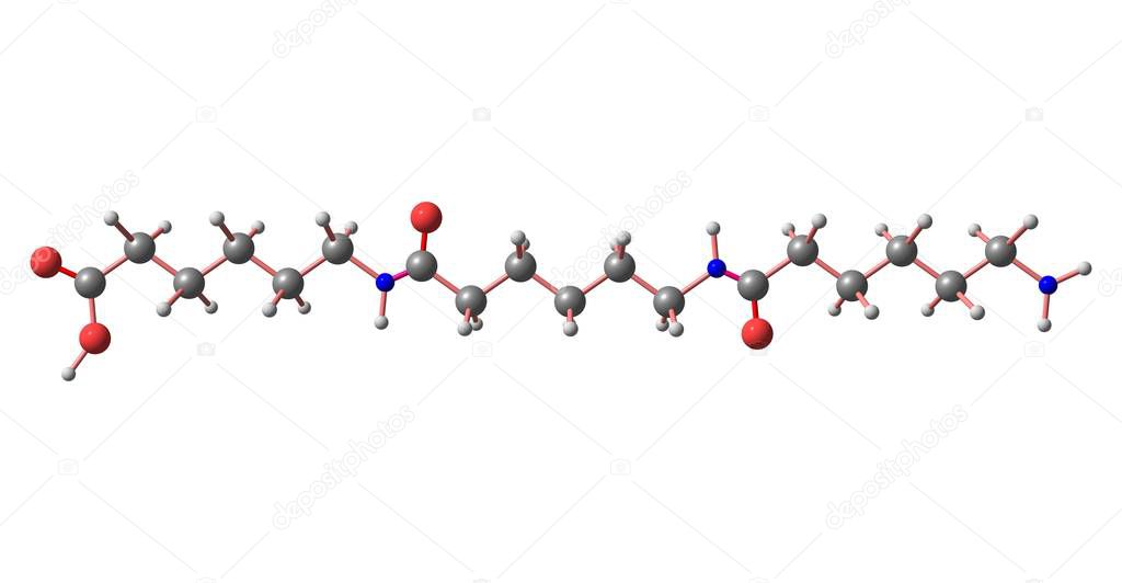 Nylon molecular structure isolated on white background
