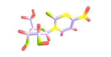 Beyaz arka plan üzerinde izole sitidin moleküler yapısı