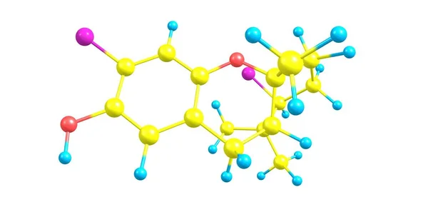 白い背景に分離された Cymobarbatol の分子構造 — ストック写真