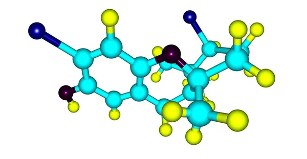 흰색 배경에 고립 Cymobarbatol 분자 구조 — 스톡 사진