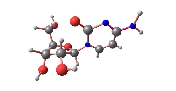 在白色背景下分离胞苷分子结构 — 图库照片