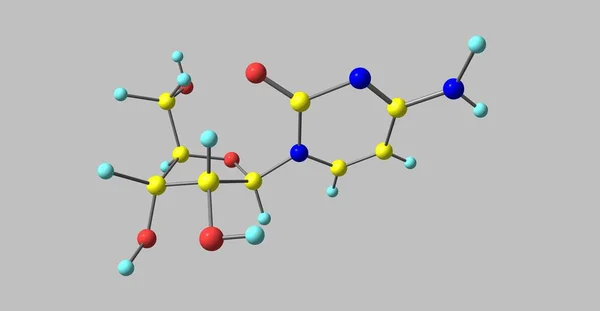 Estructura molecular de citidina aislada sobre fondo gris — Foto de Stock