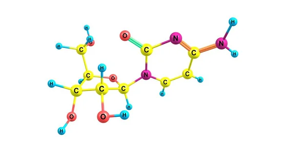 Estrutura molecular da citidina isolada sobre fundo branco — Fotografia de Stock