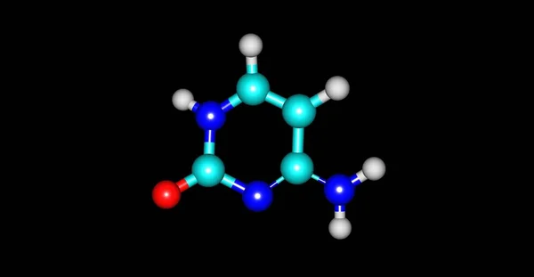 Estructura molecular de citosina aislada sobre fondo negro — Foto de Stock