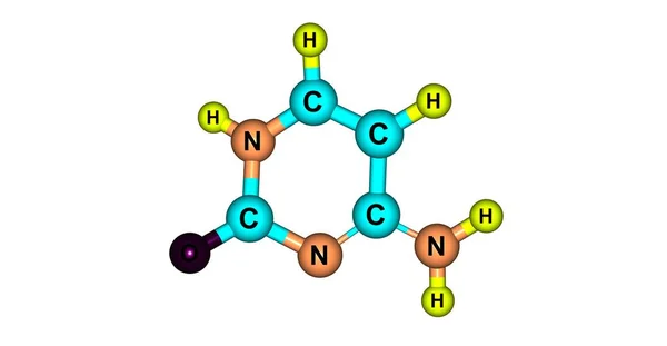 Moleculaire structuur Cytosine geïsoleerd op witte achtergrond — Stockfoto