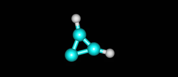 Cyclopropenyliden molekulare Struktur isoliert auf schwarzem Hintergrund — Stockfoto