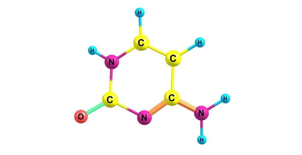 Structure moléculaire de la cytosine isolée sur fond blanc — Photo