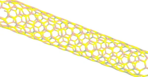 白色背景下氮化硼纳米管分子结构的分离 — 图库照片