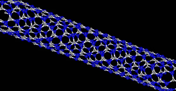 Boron nitride nanotube molekylstruktur isolerad på svart bakgrund — Stockfoto