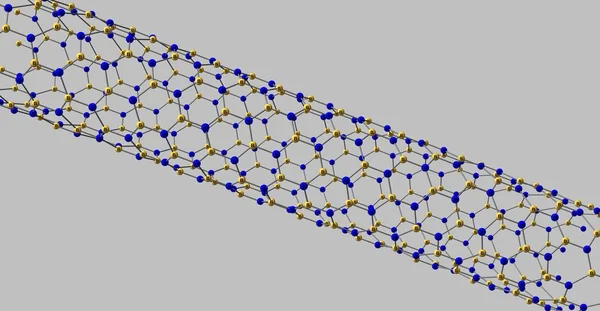 Boru nitrid nanotrubic molekulární struktura izolované na šedém pozadí — Stock fotografie