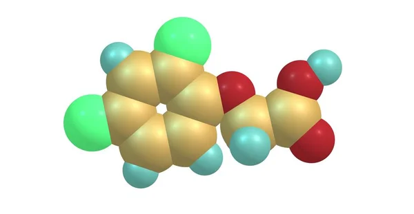 2, 4-ジクロロフェノキシ酸の分子構造は、白い背景で隔離 — ストック写真