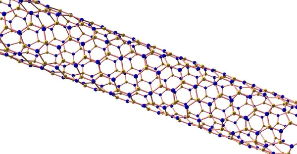 Boron nitride nanotube molekylstruktur isolerad på vit bakgrund — Stockfoto