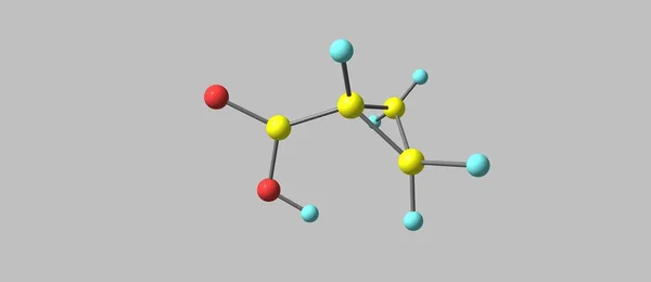 Молекулярная структура карбоновой кислоты циклопропана, изолированная на сером — стоковое фото