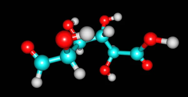 Structure moléculaire de l'acide glucuronique isolée sur du noir — Photo