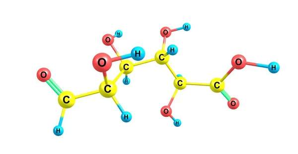 Estrutura molecular do ácido glucurónico isolado no branco — Fotografia de Stock