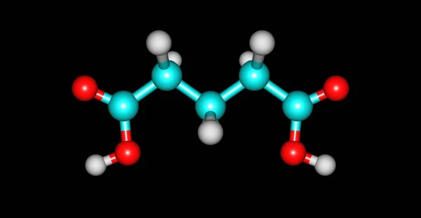 Structure moléculaire de l'acide glutrique isolée sur du noir — Photo