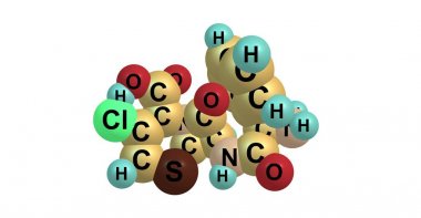 Beyaz izole Cefaclor moleküler yapısı