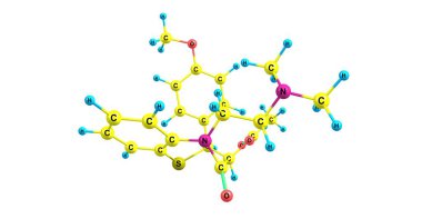 Diltiazem moleküler yapısı üzerinde beyaz izole