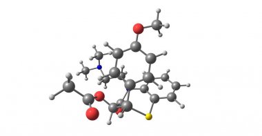 Diltiazem moleküler yapısı üzerinde beyaz izole