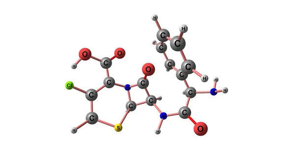 Cefaclor molekylstruktur isolerad på vit — Stockfoto