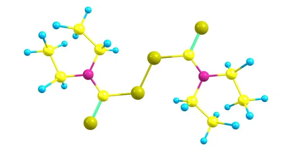 Structure moléculaire du disulfirame isolée sur blanc — Photo