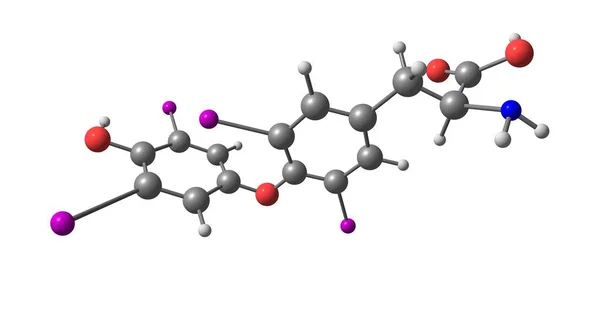 Moleculaire structuur levothyroxine geïsoleerd op wit — Stockfoto