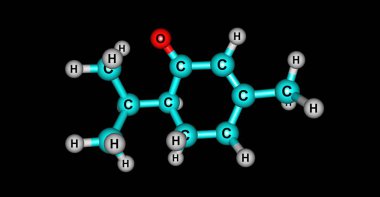 Piperitone moleküler yapısı siyah üzerine izole edildi