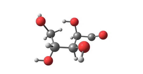 在白糖上分离的木糖分子结构 — 图库照片