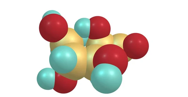 在白糖上分离的木糖分子结构 — 图库照片