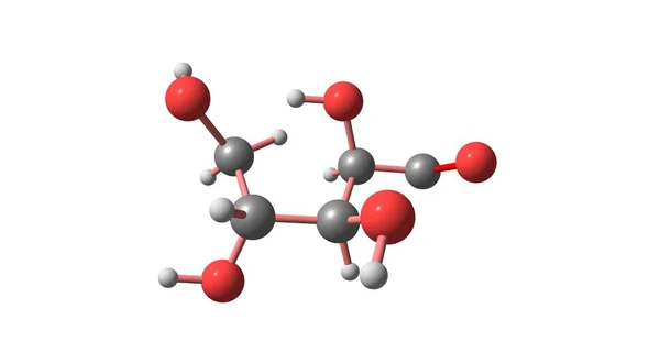 在白糖上分离的木糖分子结构 — 图库照片