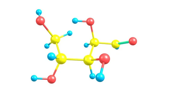 Struktura molekularna ksylozy izolowana na białym — Zdjęcie stockowe