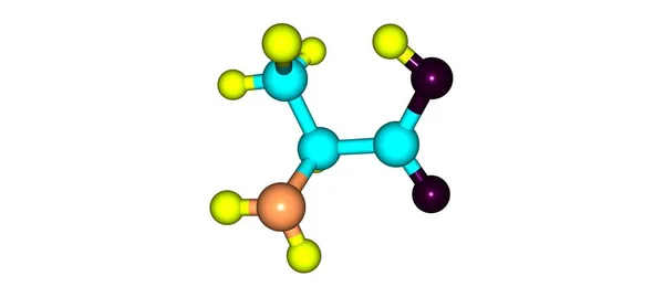 丙氨酸是一种非必需的氨基酸 其在血浆中的游离状态很高 3D说明 — 图库照片