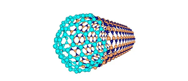 Hybride Geplakte Nanotube Gevormd Door Koolstof Boor Nitride Buizen Illustratie — Stockfoto