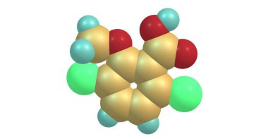 Dicamba, ilk olarak 1967 yılında kaydedilen geniş spektrumlu bir bitki öldürücüdür. 3d illüstrasyon