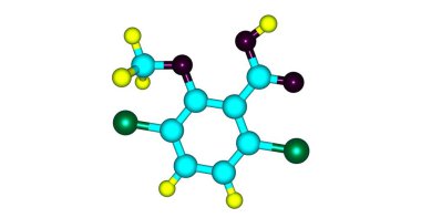 Dicamba, ilk olarak 1967 yılında kaydedilen geniş spektrumlu bir bitki öldürücüdür. 3d illüstrasyon