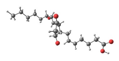 Prostaglandin D2 ya da PGD2, PTGDR ve CRTH2 reseptörlerine bağlı bir prostaglandin. 3d illüstrasyon