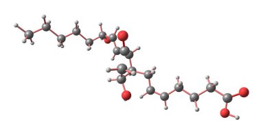 Prostaglandin D2 ya da PGD2, PTGDR ve CRTH2 reseptörlerine bağlı bir prostaglandin. 3d illüstrasyon