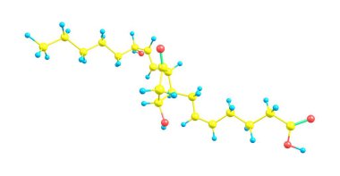 Prostaglandin D2 ya da PGD2, PTGDR ve CRTH2 reseptörlerine bağlı bir prostaglandin. 3d illüstrasyon
