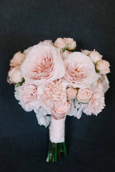 Bride Wedding Bouquet Pink Roses Peonies — Stock Photo, Image