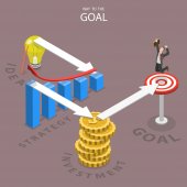 A way to the goal isometric flat vector illustration.