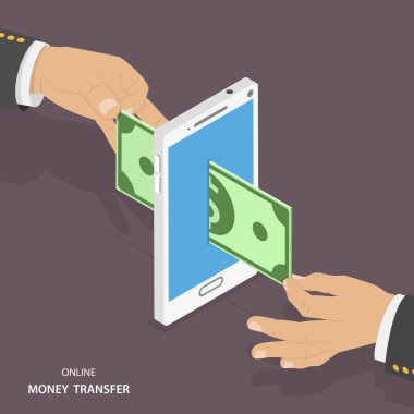 Online para transferi izometrik vektör çizim.