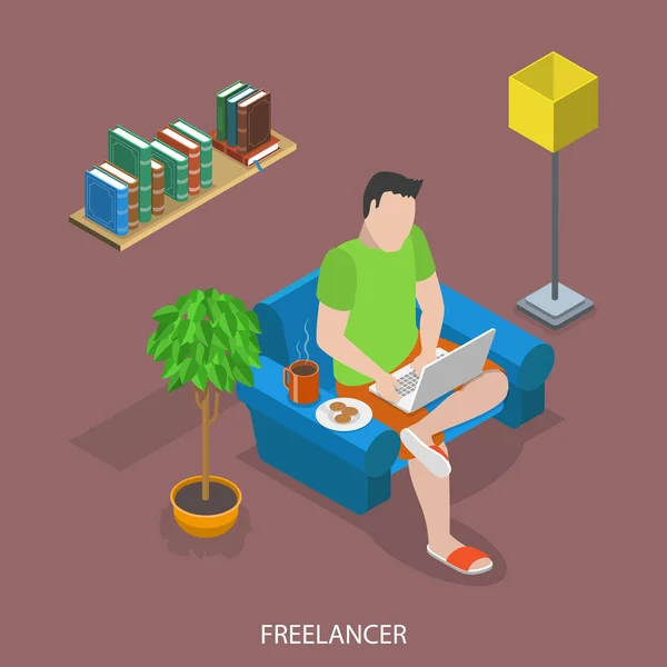 Freelancer επίπεδη ισομετρική διάνυσμα έννοια — Διανυσματικό Αρχείο